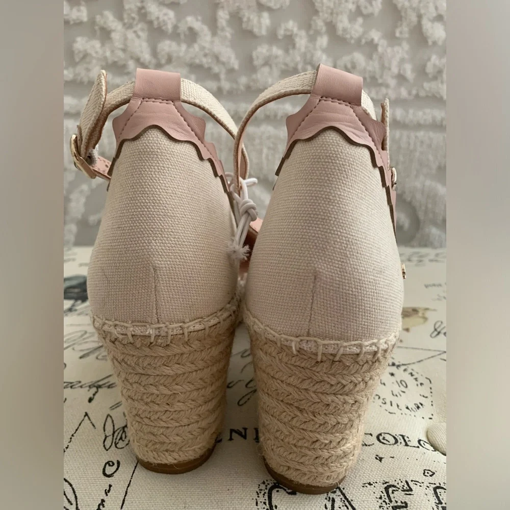 kate spade Pink and Cream Espadrille Wedge Sandals